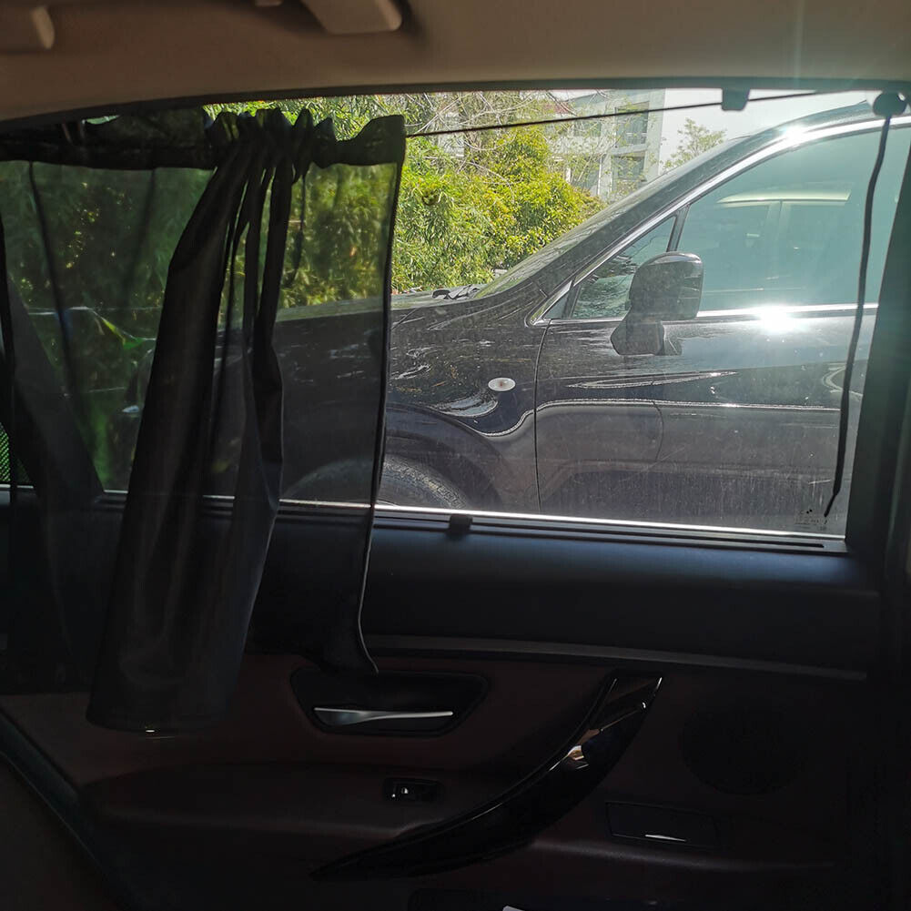 Car Anti-UV Side Window Sunshades Windscreen Shade Curtain Polyester Black