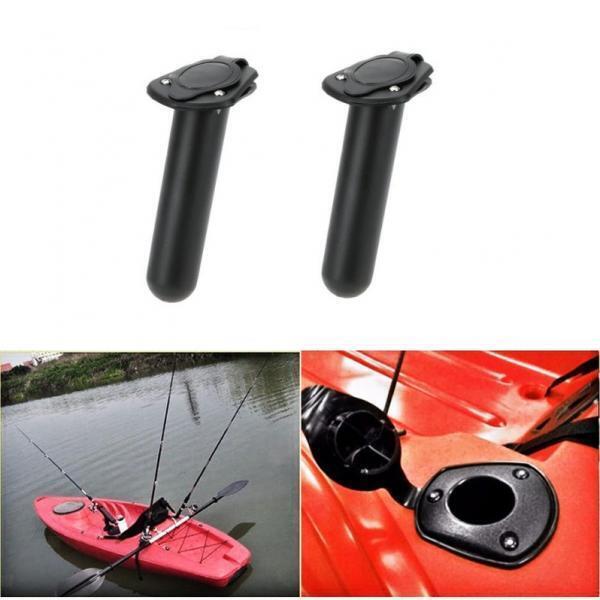 2Pcs Plastic ing Fishing Boat Rod Holder with Cap Cover Kayak Canoe Accessories