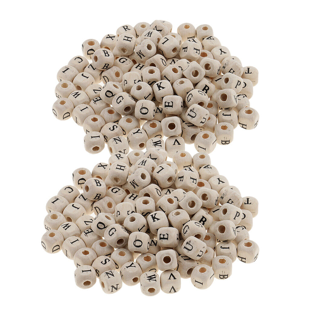 200 Pieces Wooden alphabet and letters   Jewelry Making 10mm White