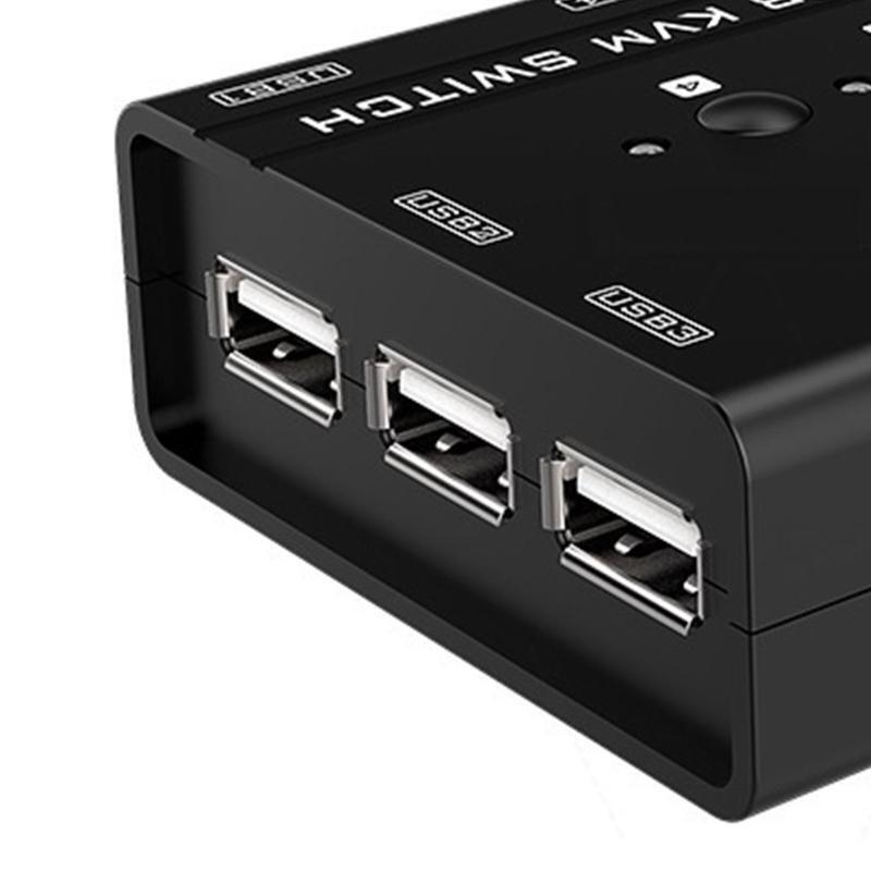 High Definition 4-Port VGA KVM Smart Switcher 4 in 1 Out USB Hub Switch Box