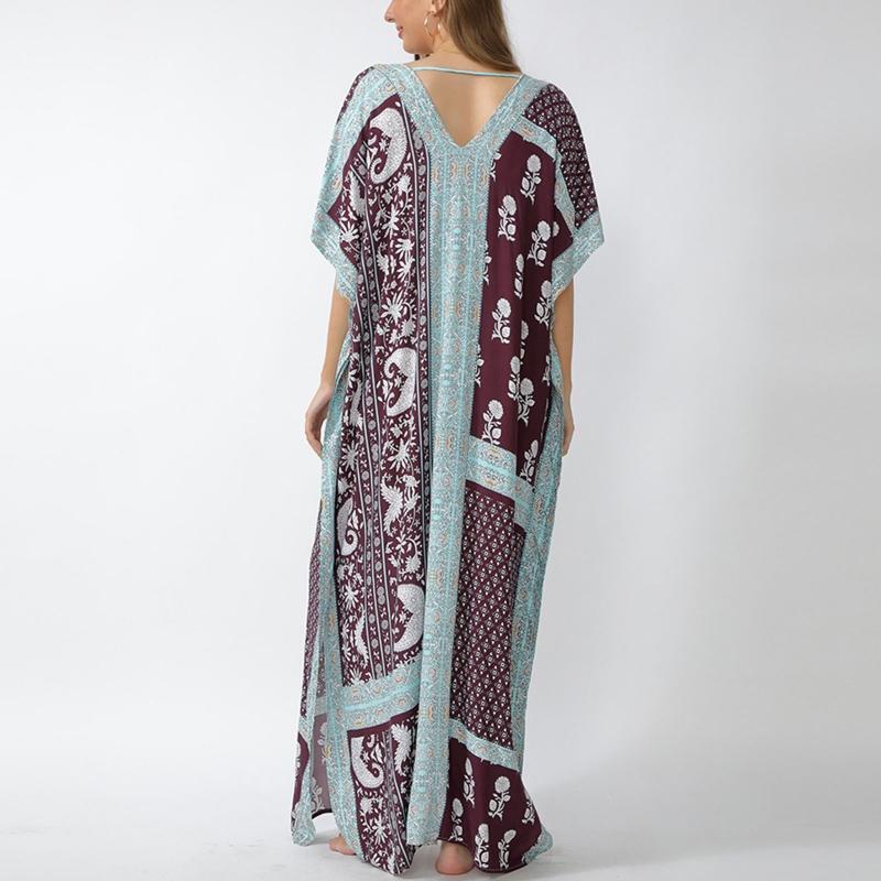 Women Sun Protection Bikini Cover Up Long Swimsuit Floral Print Beach Cover Ups
