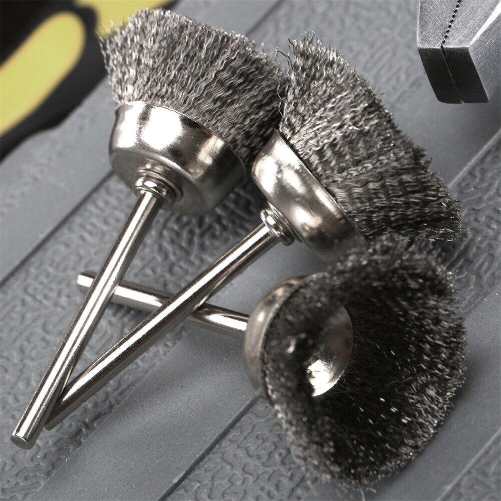 20Pcs Stainless Steel Burr Brush Cup Polishing Buffing Shank Power Rotary Tool