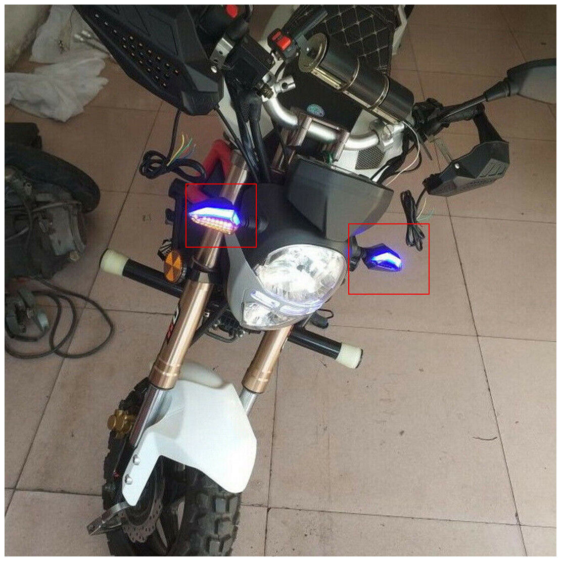 2x Motorcycle Flasher LED Turn Signal Lights Amber Blue Blinker DRL Universal
