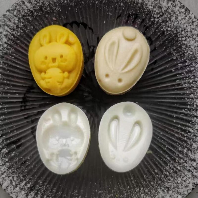Rabbit Shape Stamps Moon Cake Moulds for Mid-Autumn Festival DIY Baking Mooncake