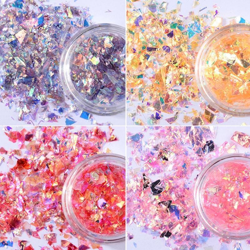 12 Colors Manicure Shell Cellophane Colorful Candy Aurora Papers Epoxy Filling