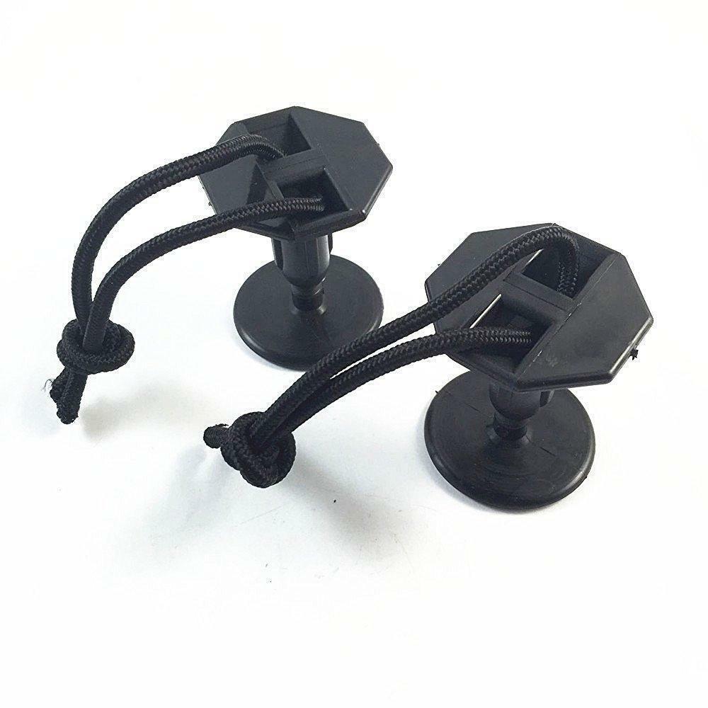 6pcs Black Plastic  Surfboard Surf Leash Plugs Attachment W/ Cord