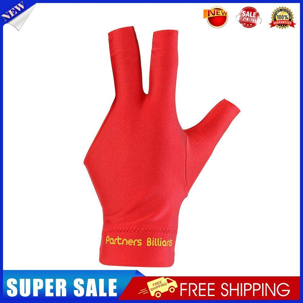 Billiards Three Fingers Glove Left Hand Billiard Glove Free Size (Red)