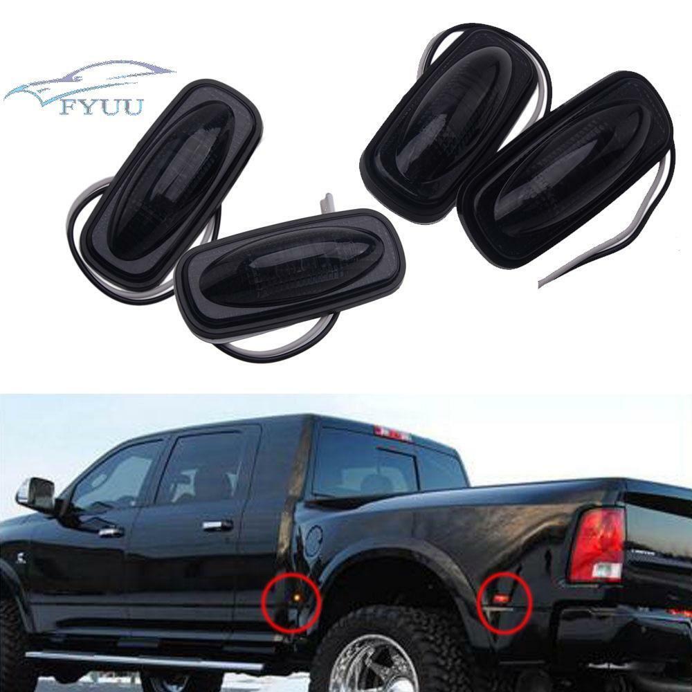 4x Smoke Lens LED Fender Bed Side Marker Light For 2003-2008 Dodge Ram 2500 3500