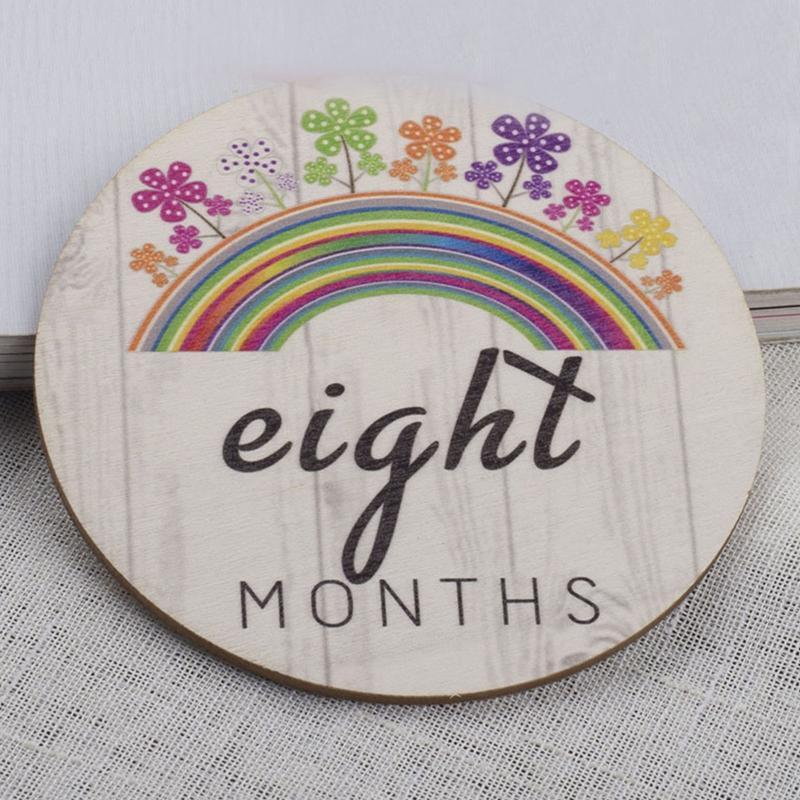 Wooden Baby Milestone Cards 14pcs/set Colorful Painted Carved Card