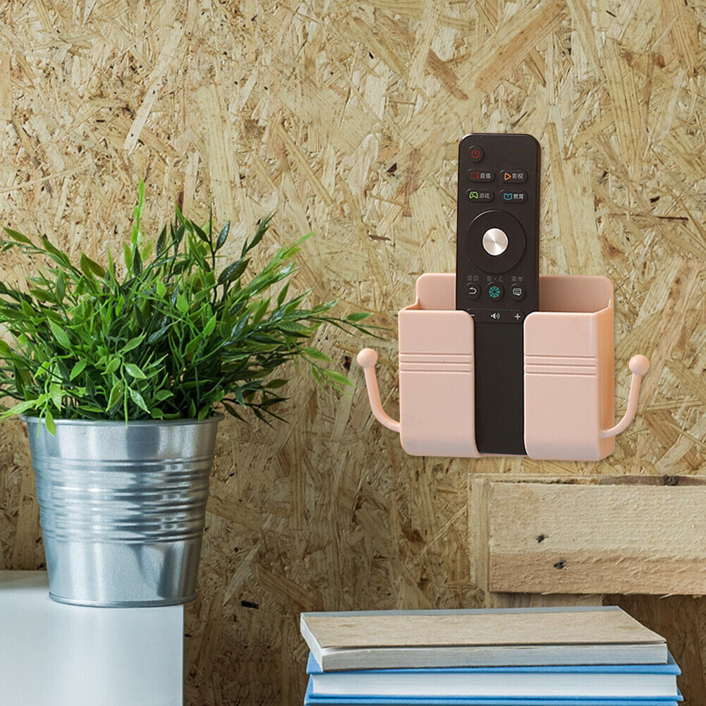 Adhesive Remote Control Mobile Phone Charging Plug Organizer Rack (Pink)