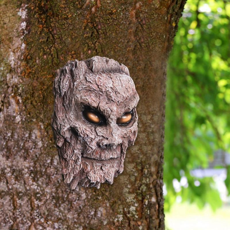 Tree Bark Face Decoration Outdoor Garden Halloween Ghoust House Home Ornaments