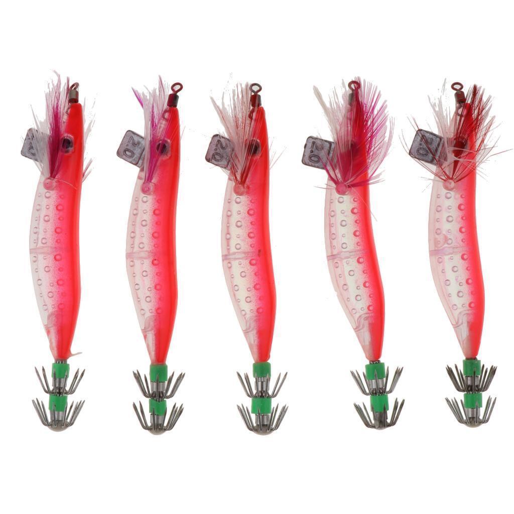 10 Pieces Fishing Lures Luminous Squid Jigs Hook Shrimp Lure for Saltwater