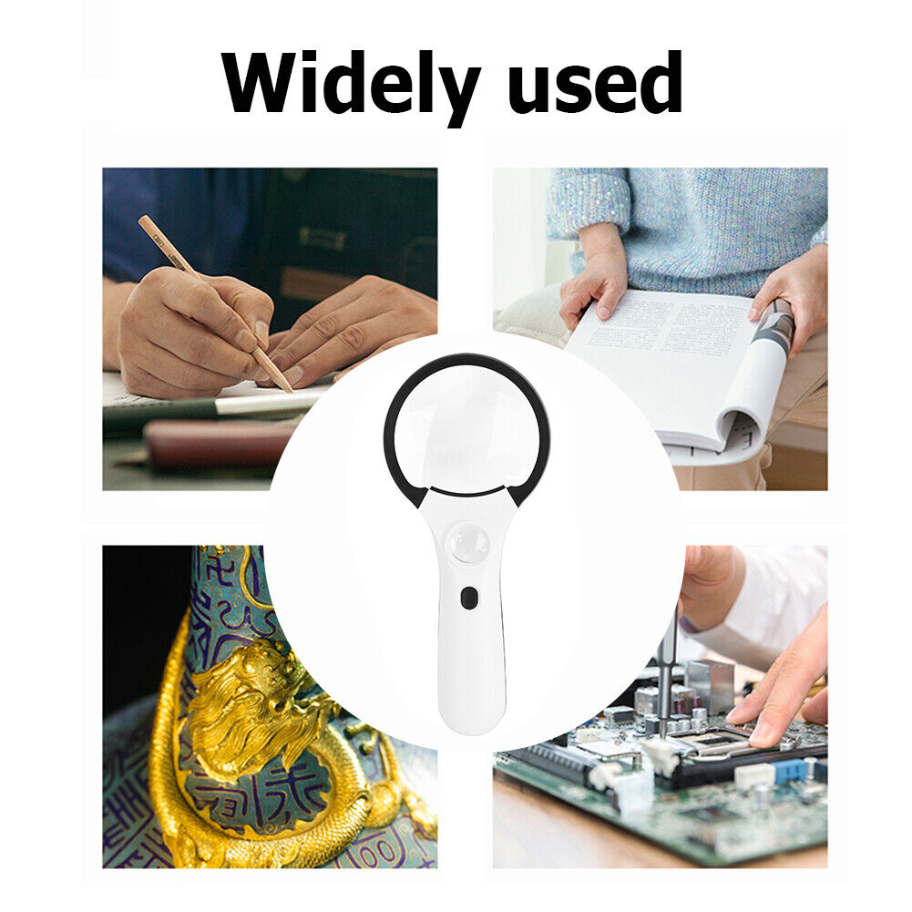 3x/45x Handheld Magnifying Glass Lens w/ 4LED Lights Illuminated Magnifier