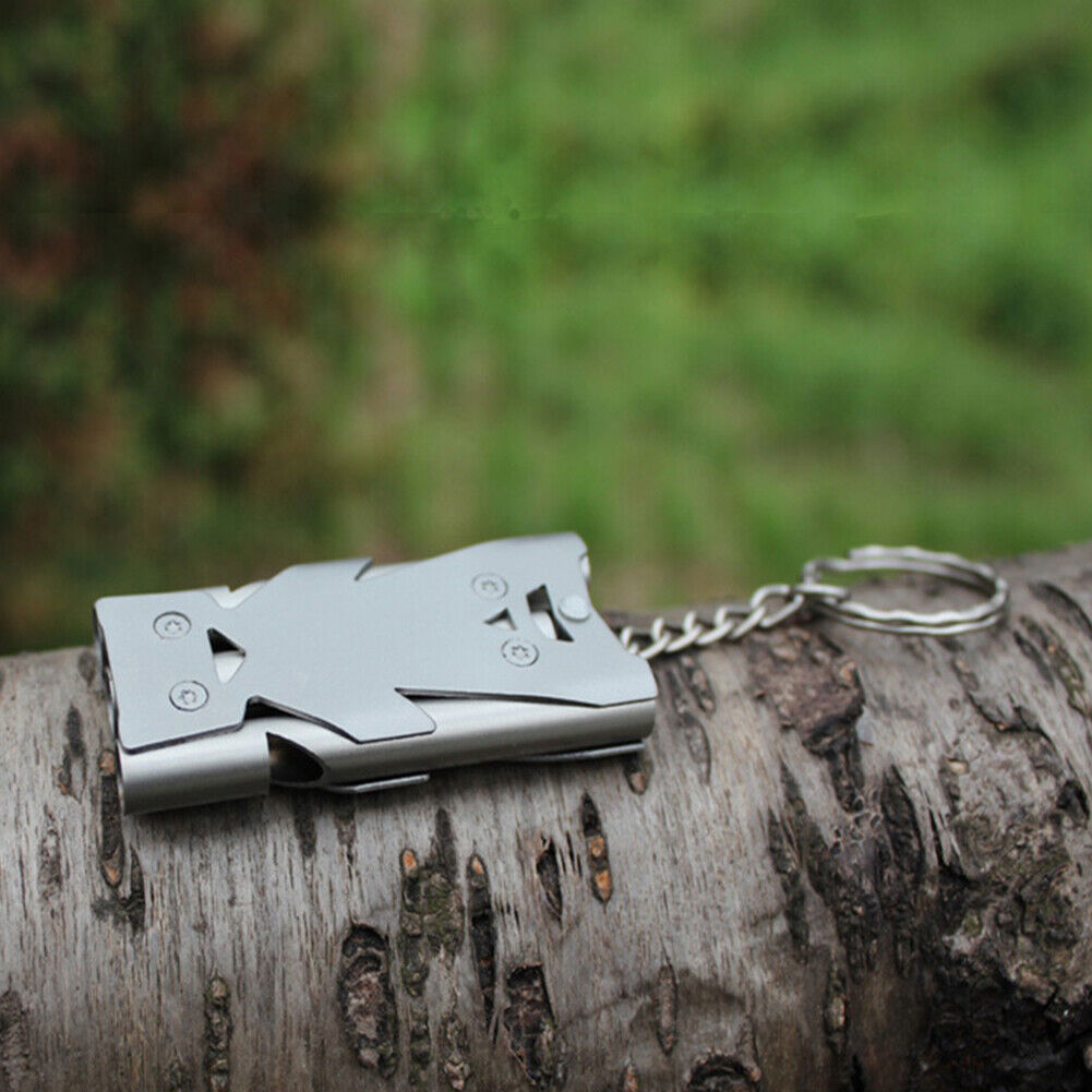 Three-Pipe Keychain Whistle EDC High Decibel Emergency Whistles (Gray)