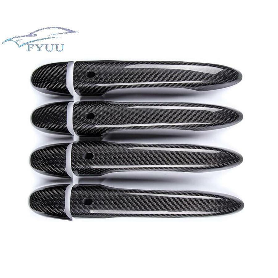 Black Carbon Fiber Door Handle Cover Trim For Maserati Ghibli 2014-2017 2018-19