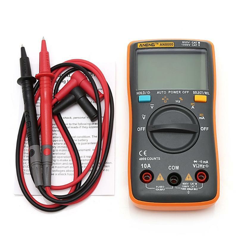 AN8000 Digital Multimeter 4000 Counts AC/DC Auto Range Ohm Ammeter Tester