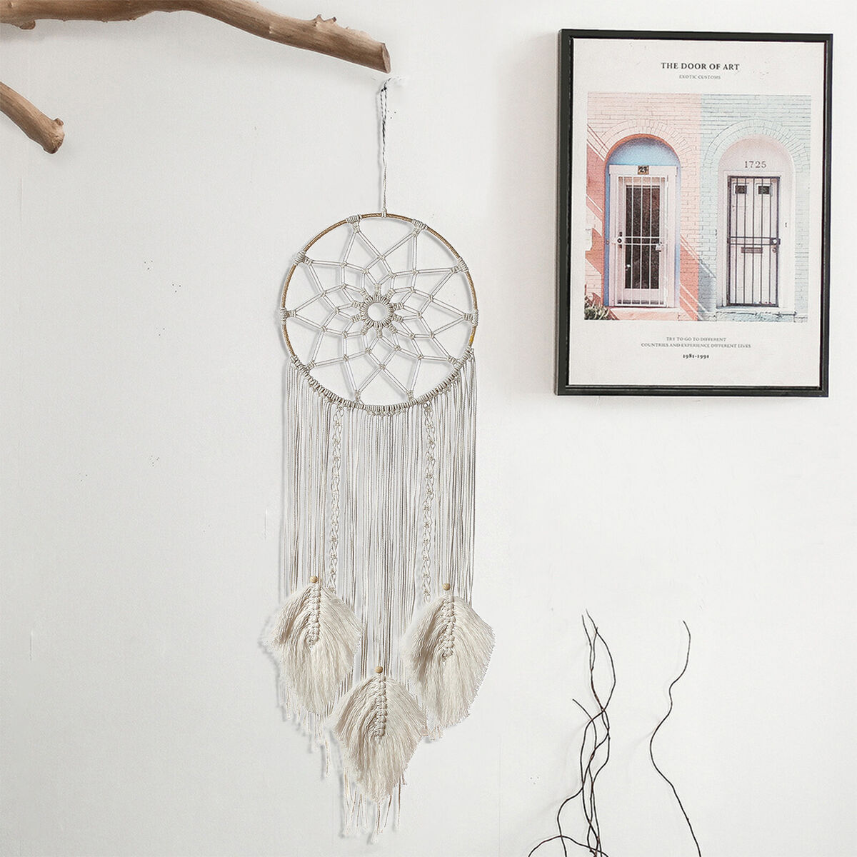 Nordic Woven Dream Catcher, Handmade Wall Hanging Decor for Room Wedding