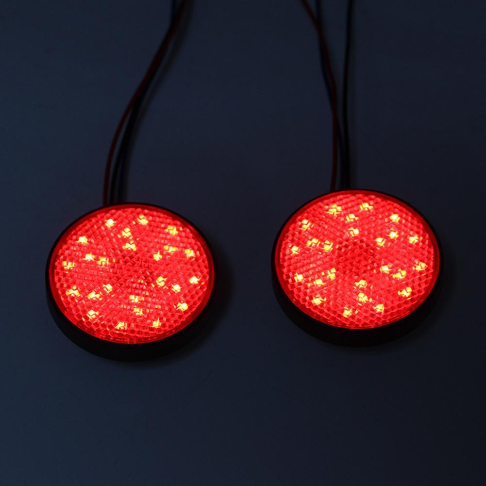 2x Round LED Motorcycle Tail Brake Turn Signal Lights Rear Reflectors (Red)