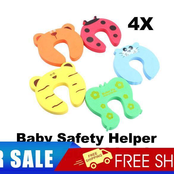 4pcs Cute Cartoon Foam Door Stopper Baby Finger Pinch Guard Helper Lock