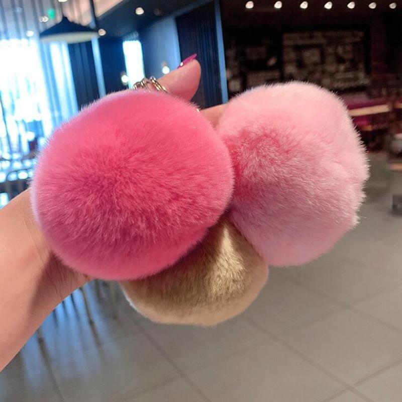 50 Pieces Faux Fur Ball Pom Pom Keychain Set for DIY Bag Charm Accessories