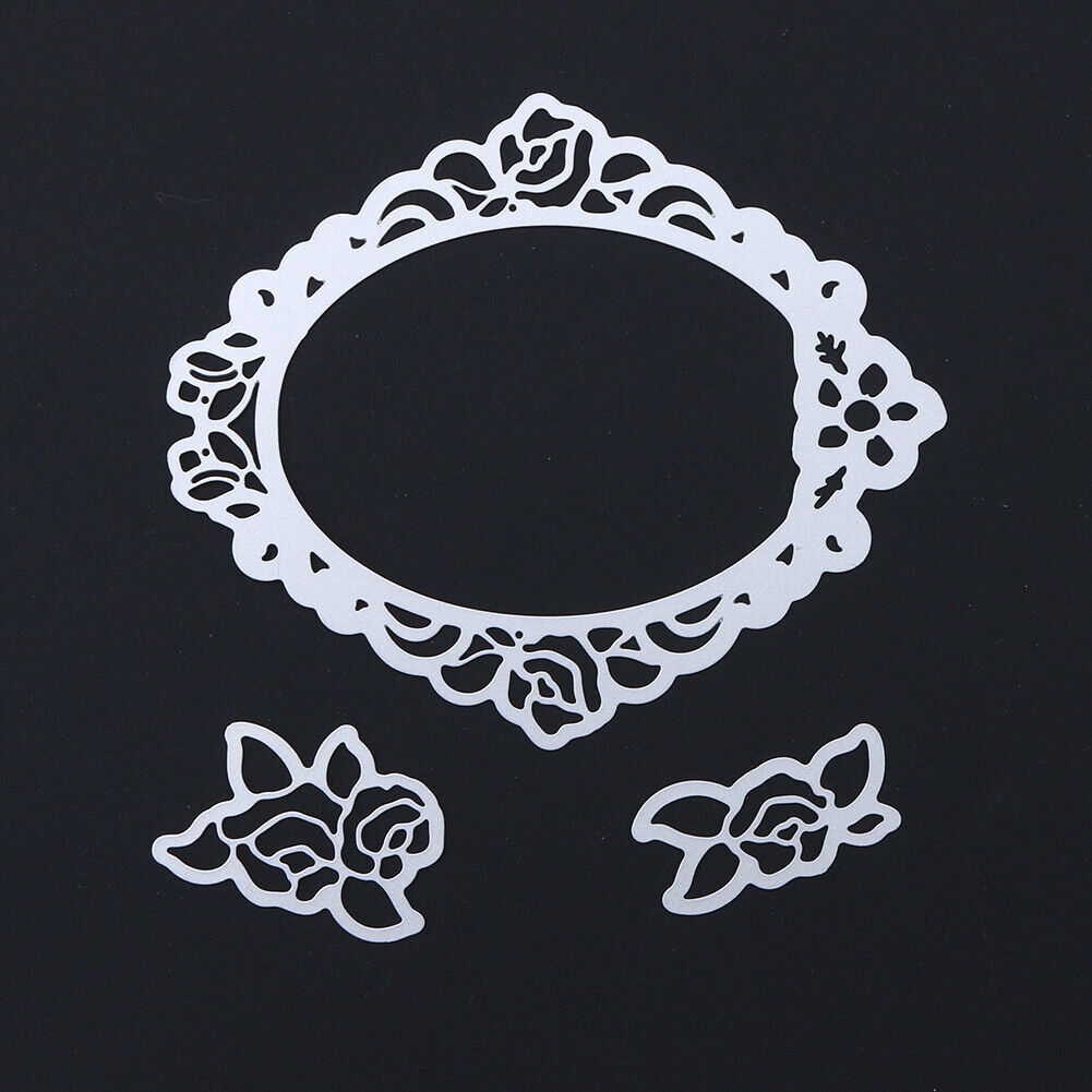 Mirror Film Rose DIY Puzzle Metal Scrapbook Embossing Cutting Die Stencils-