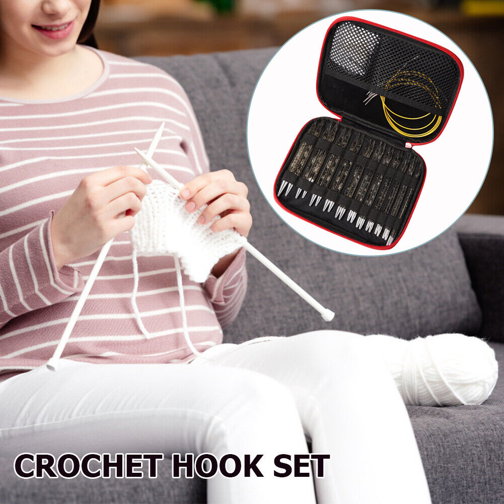 11 Pair Crochet Hook Circular Knitting Needles Set with Case DIY Art Crft