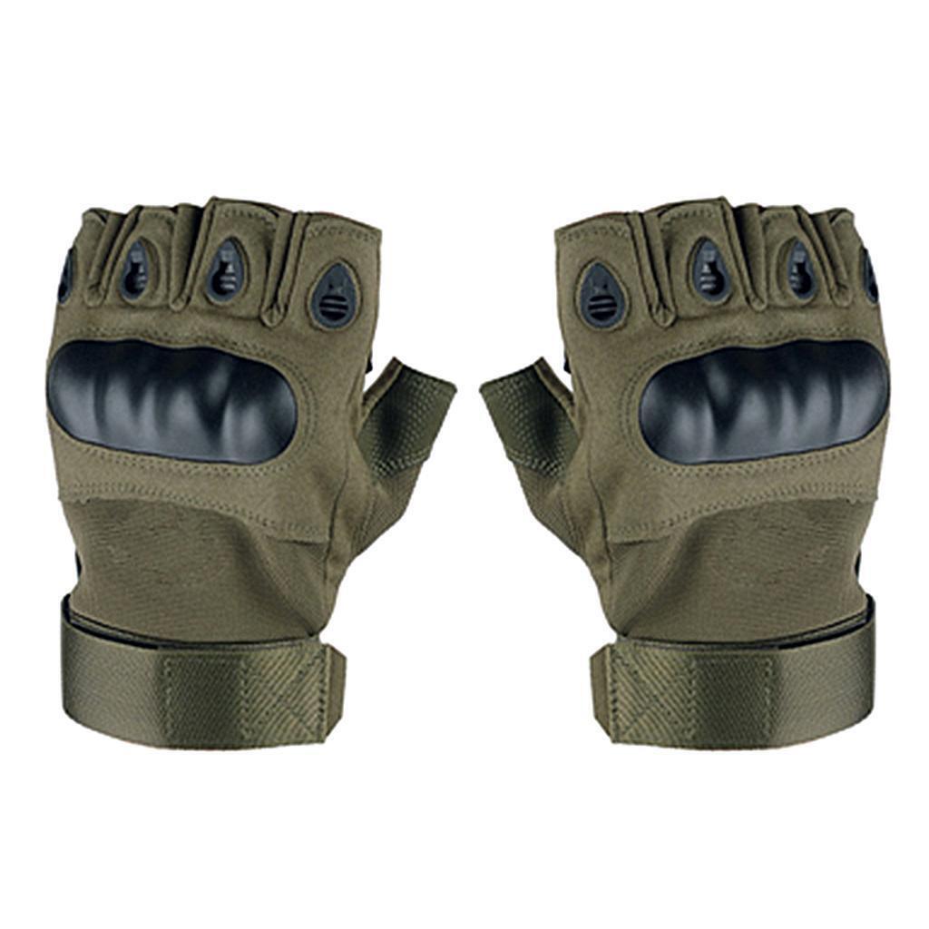2Pairs Half Finger Gloves Hard Knuckle Combat Non- Sport Driving Gloves
