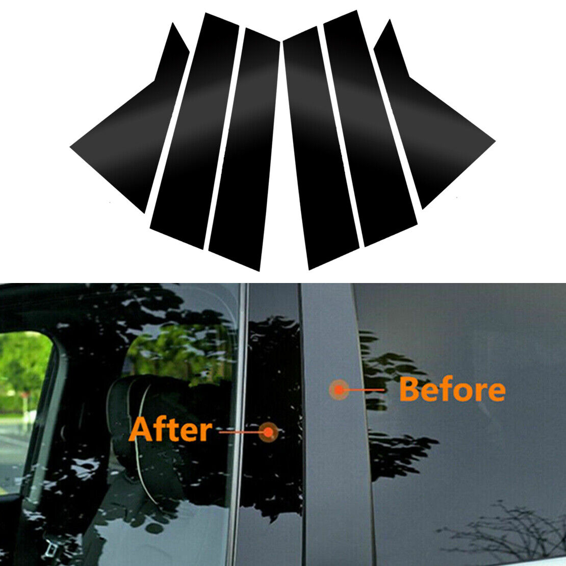 6Pcs Gloss Black Door Window Pillar Post Cover Assy Fit For Kia Forte K3 2019-21