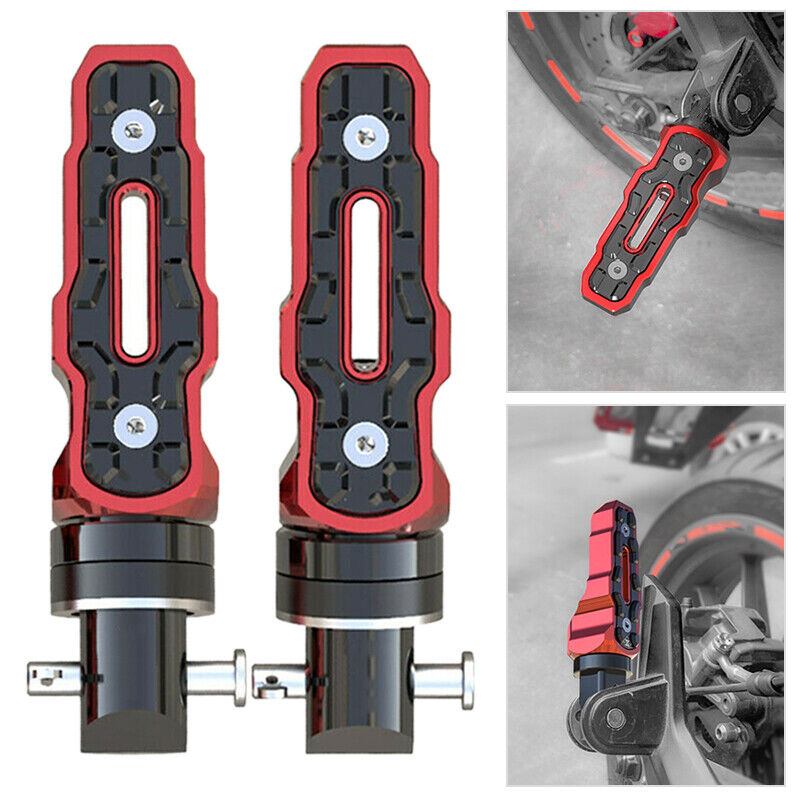 2x Red Rear Motorcycle Widened Foot Rest Pedal Motorbike Accessories New ld