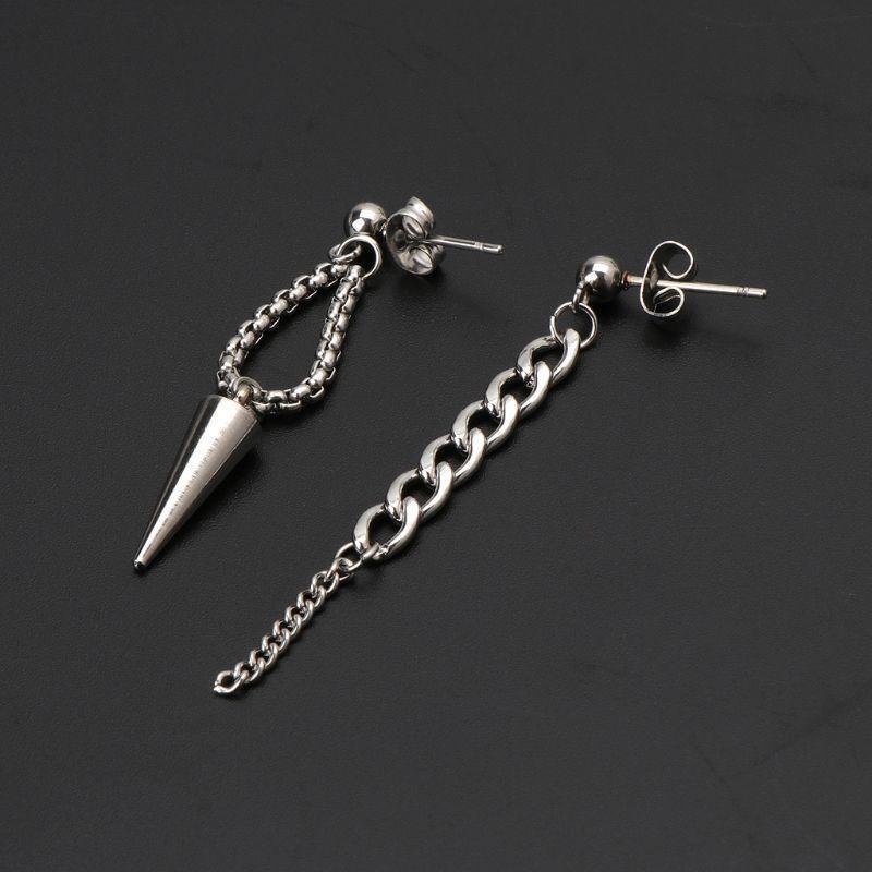 Korean KPOP Bangtan Boys Album Mismatch Titanium Tassel Chain Drop Earrings