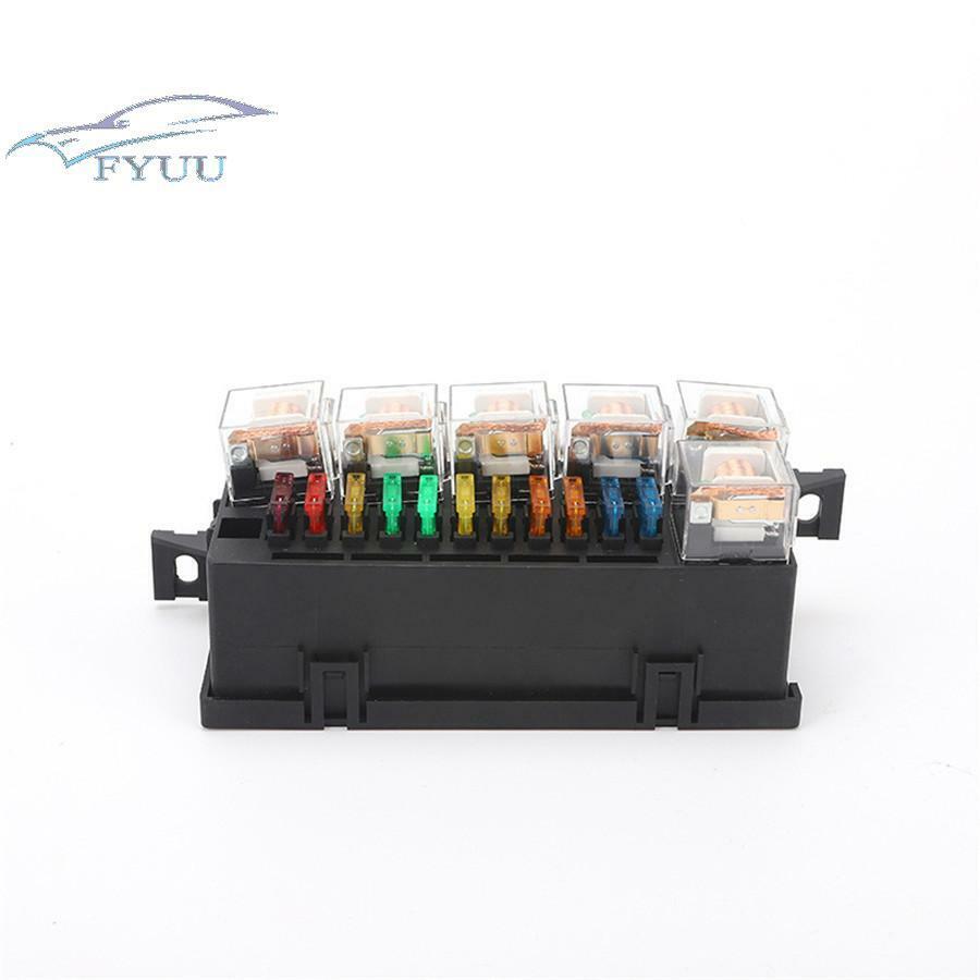 80A Car Modified Relay Fuse Box Resistant 11-Way Fuse Box 6 Relays & 11 fuses
