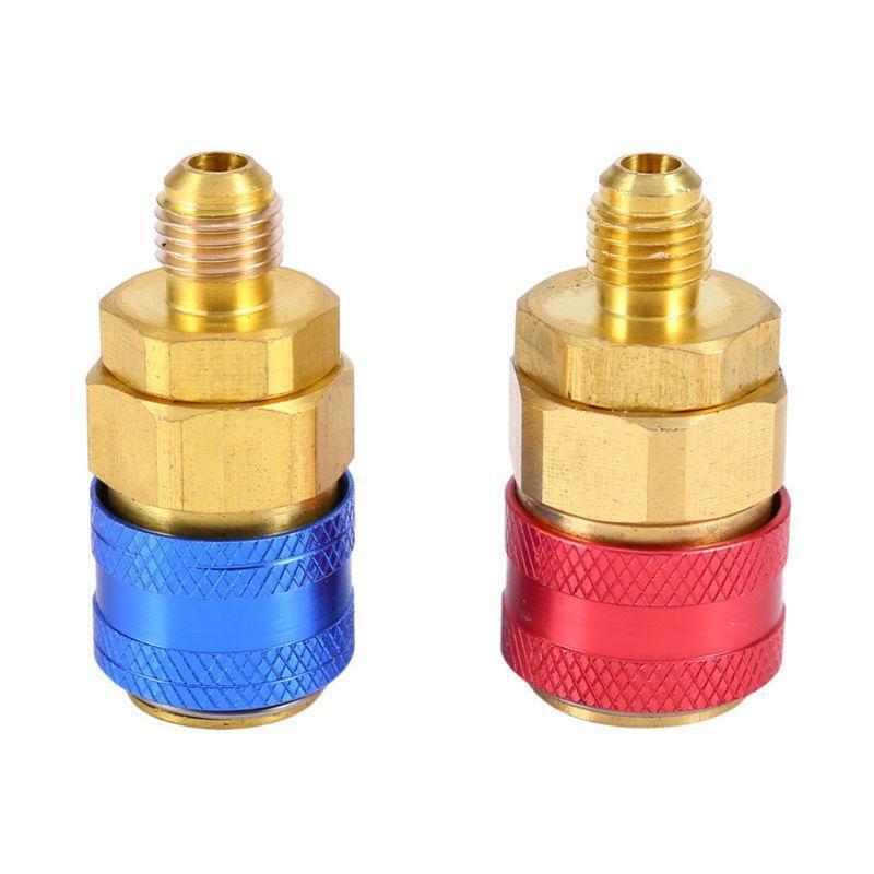 1 Pair Freon R134A H/L Car Quick Coupler Connector Brass Adapters Refrigerant