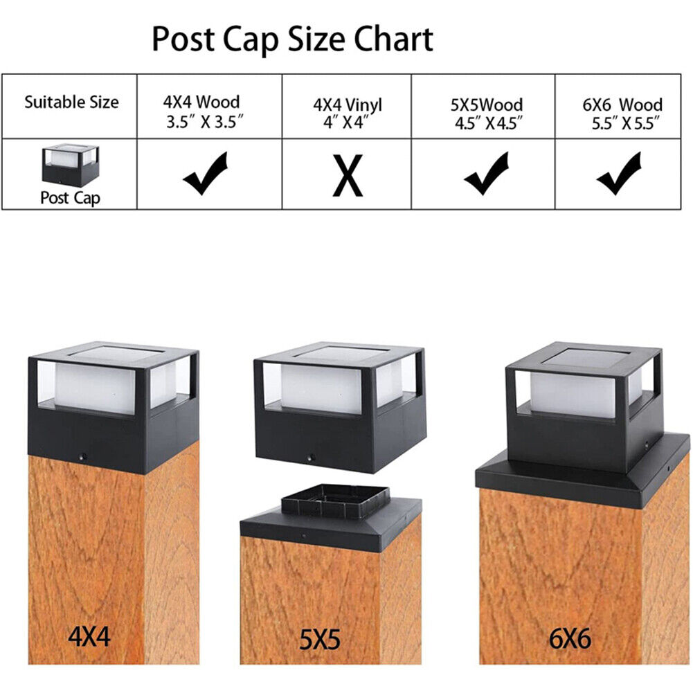 Solar Post Light Waterproof Outdoor Column Patio Fence Gate Garden Lamps