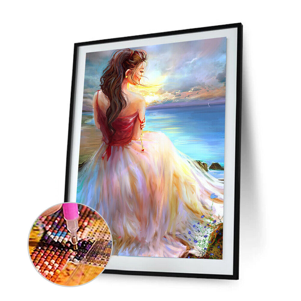 Diamond Painting Oil painting girl Full Round Drill Rhinestone Picture
