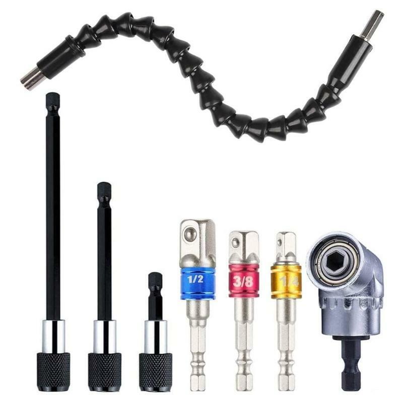 105° Wrench Adapter Flexible Bit Holder Extension Magnetic Drill Rod Socket Kit