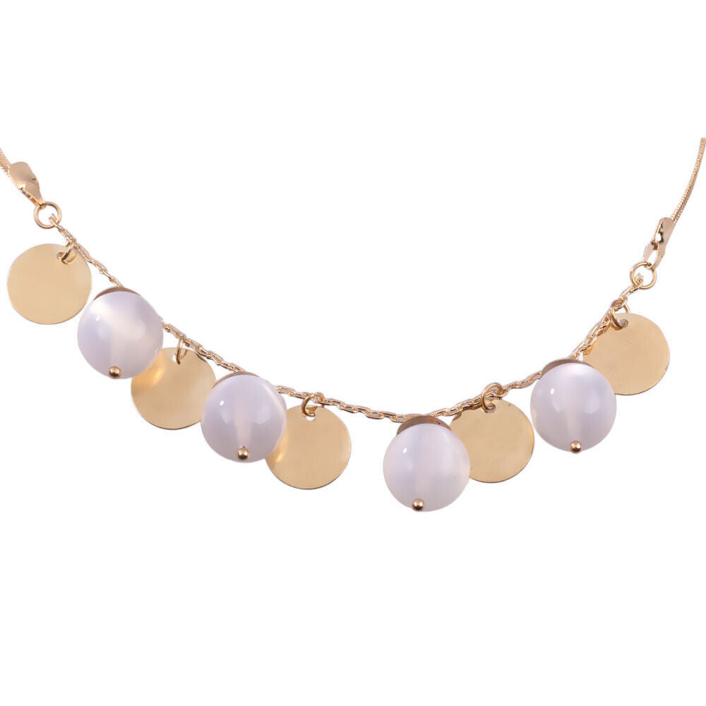 Fashion Bohemian Style Opal Beads Tassel Pendant Clavicle Chain Necklace