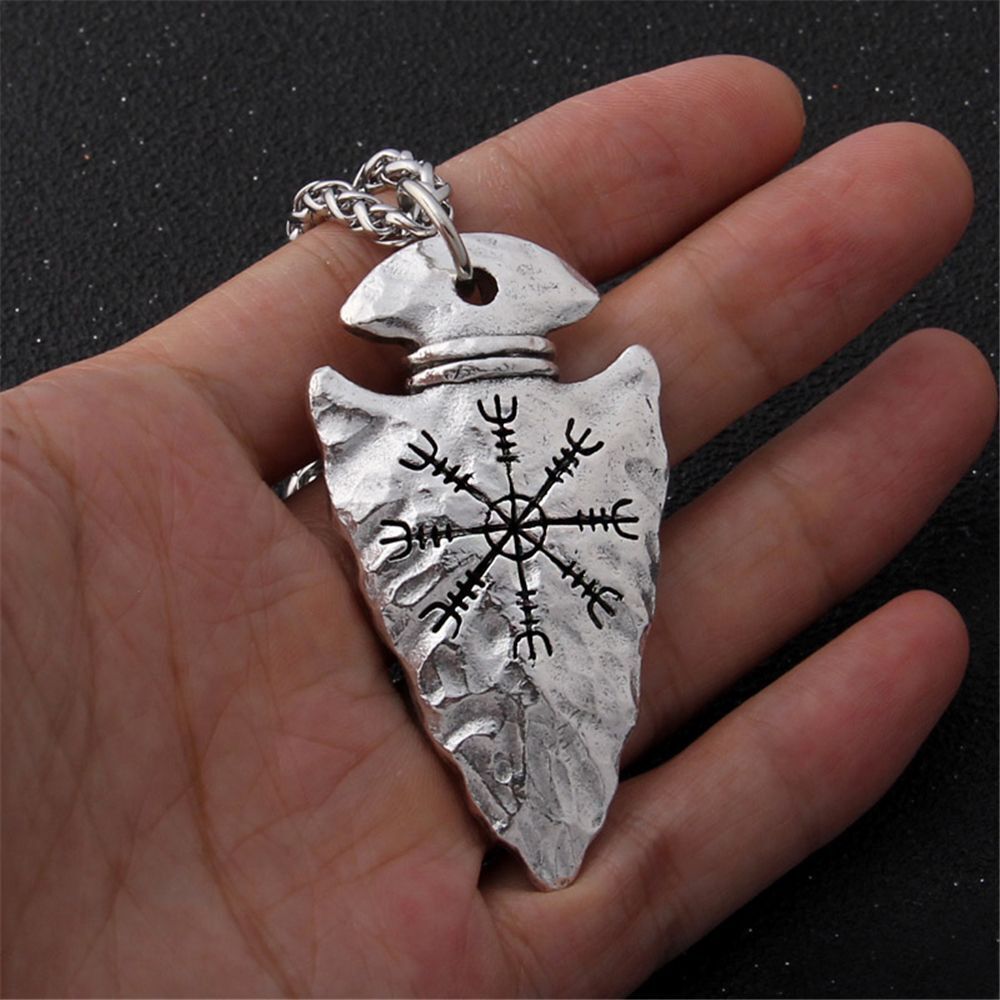 Stainless Steel Aegishjalmur Chain Nordic Viking Rune Necklace Helm of Awe