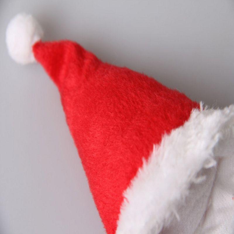 Cute Christmas Santa Cap with Pompom for Bunny Chinchilla Kitten Puppy Reptile