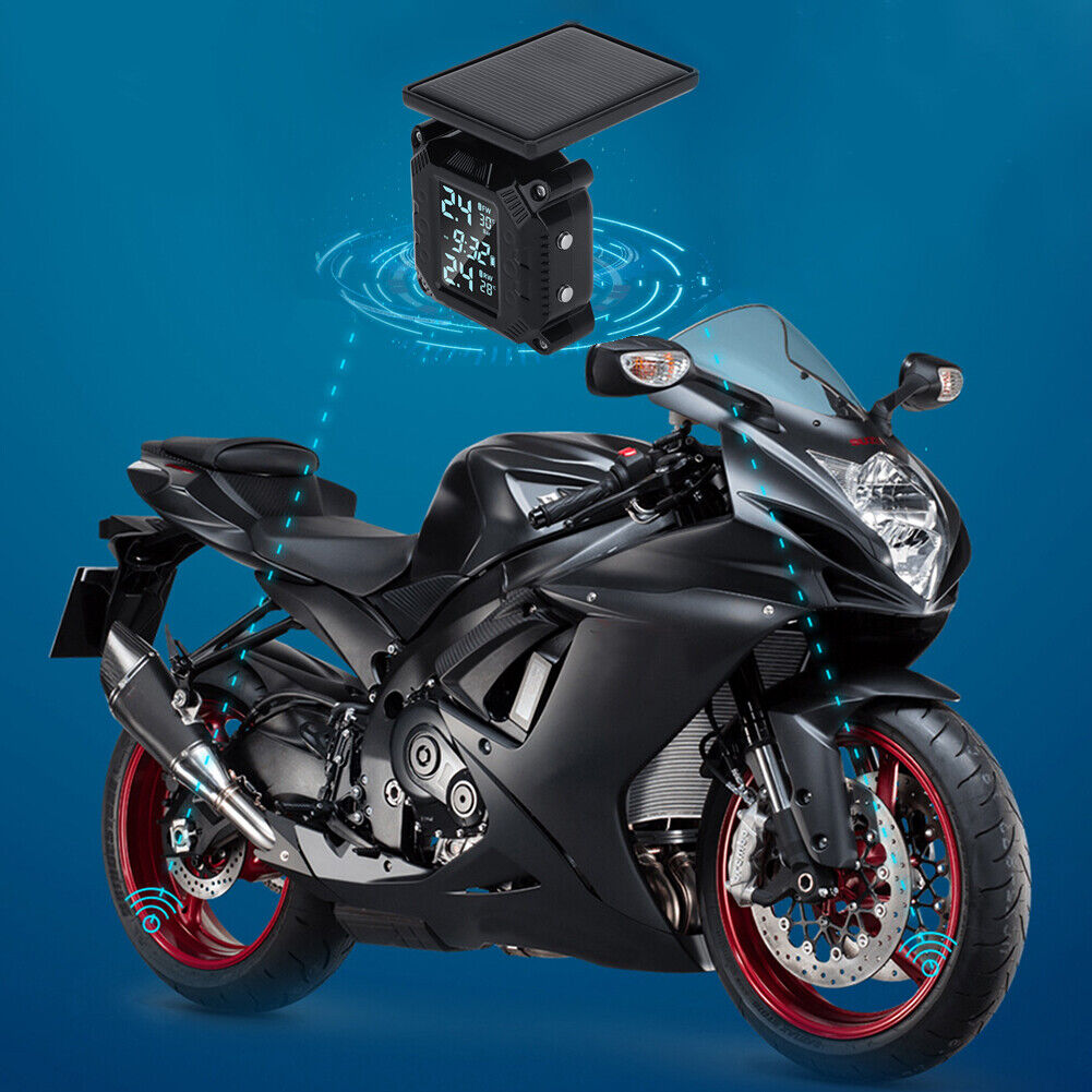 USB Solar Motorcycle TPMS Wireless Tire Pressure Monitoring Alarm System