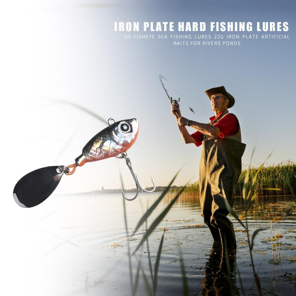 22g Plastic Long-cast Iron Plate Hard Lures with Rotating Sequins (Black)