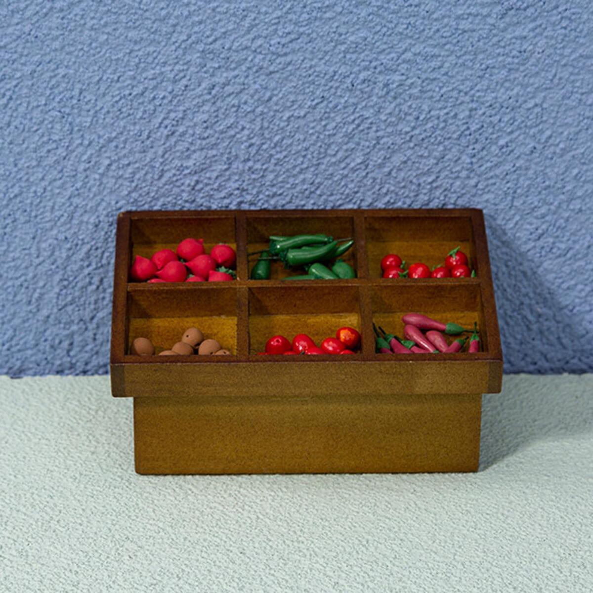 1:12 Scale Mini Wooden Vegetable Rack Shop Vegetable Fruit Display Shelf