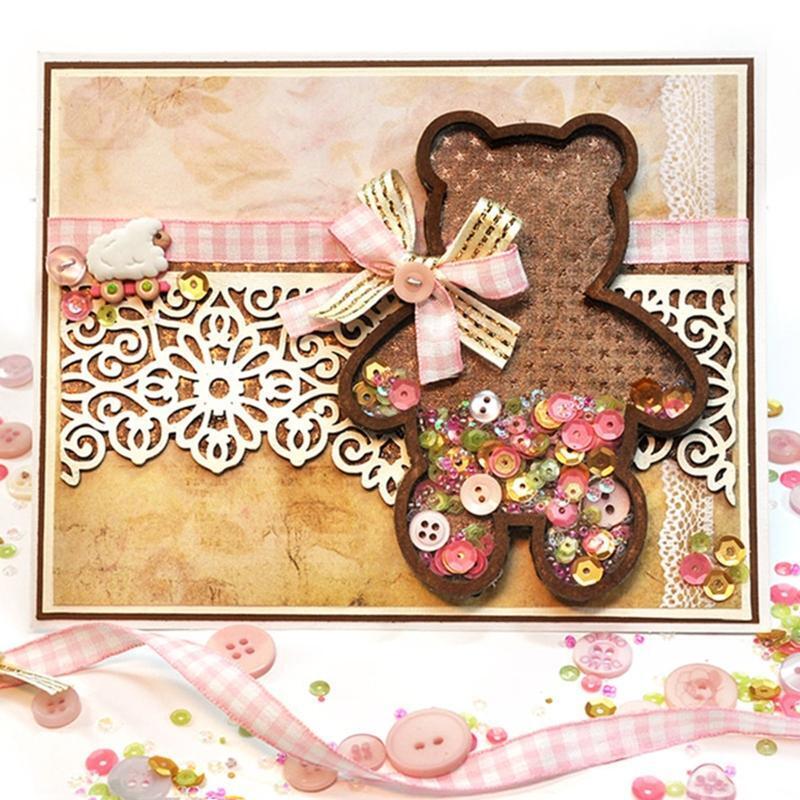 Cute Bear Shaker Metal Cutting Dies Stencil DIY Scrapbooking Embossing Template