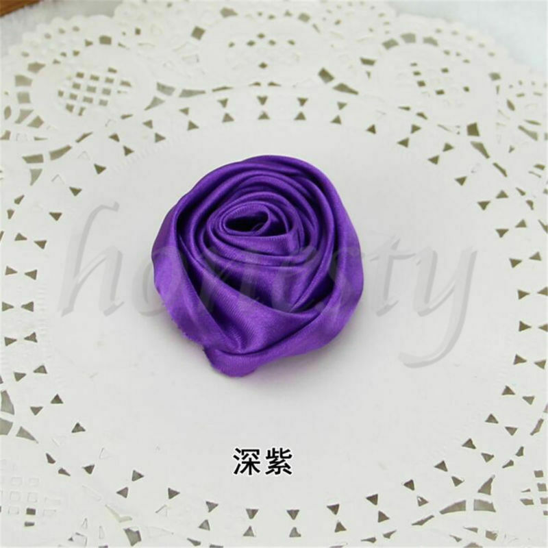 12pcs DIY Satin Ribbon Rose Flower Wedding Bouquet Appliques 9 Color