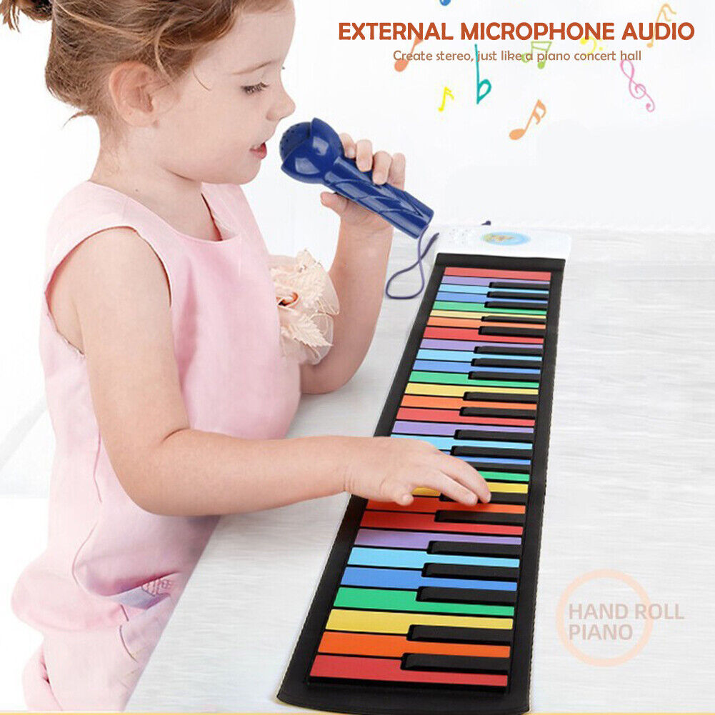 Portable 49 Keys Keyboard Silicone Roll-Up Piano Electronic Organ (White)