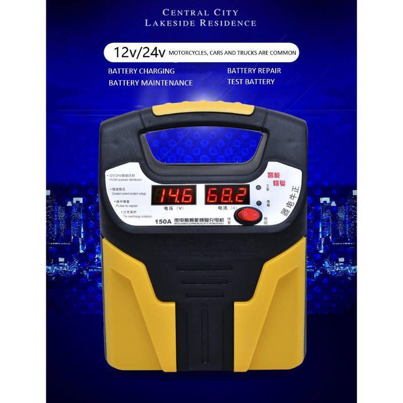 12V 24V Pulse Repairing Charger with LCD Display Motorcycle Car Battery Charger