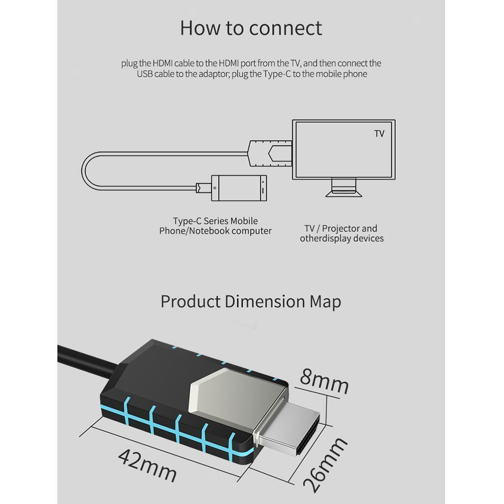 Male to  Male Adapter Cable 4k 30hz for Mobile Phones 1.8M