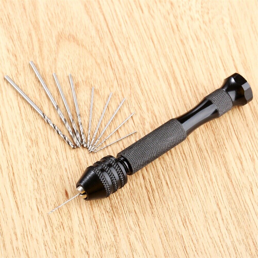 New Mini Micro Hand Drill + 10Pcs Twist Drills for Wood Jewerlry Plastic Rubber