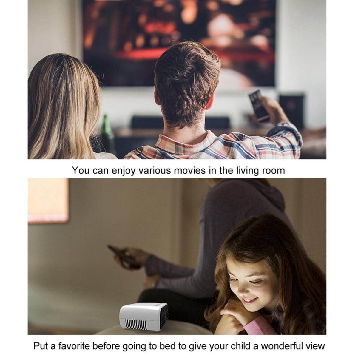 Fityle Portable Mini Projector 1080P 80'' with LED HDMI AV USB AUX 3.5mm US