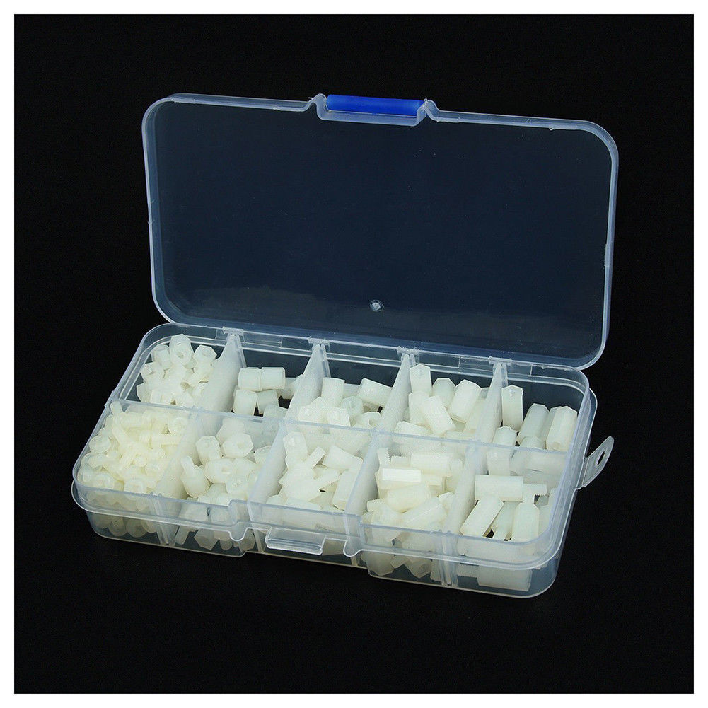 300pcs M3 Nylon Hex Screw Spacer Standoff Varied Length Assortment White P1 V YS