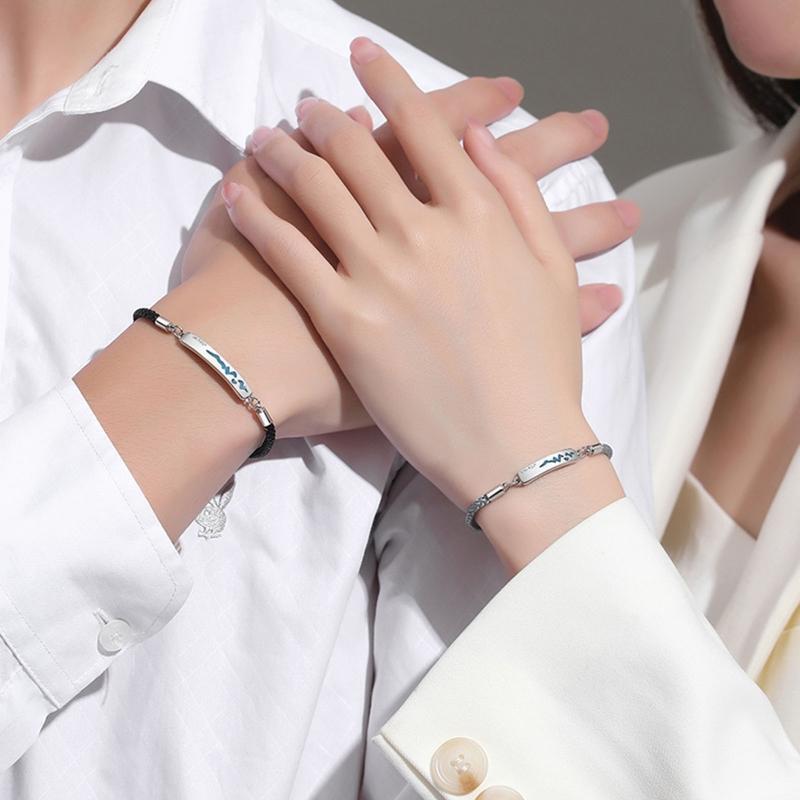 2 Pcs Alloy Couple Bracelets Temperature Change Color Mood Matching Bracelet Set